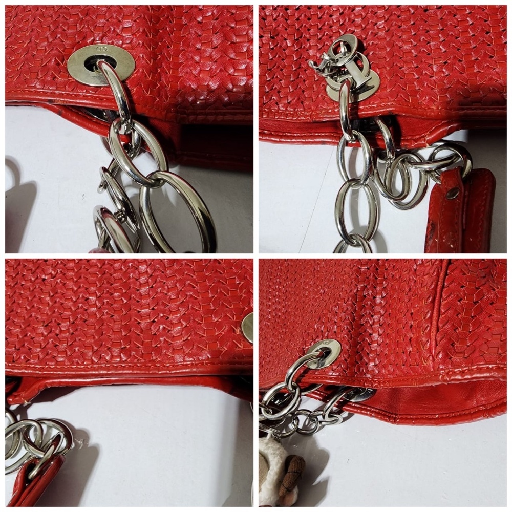 Authentic Christian Dior Rafia Lady Dior Tote Red - Picture 6 of 15